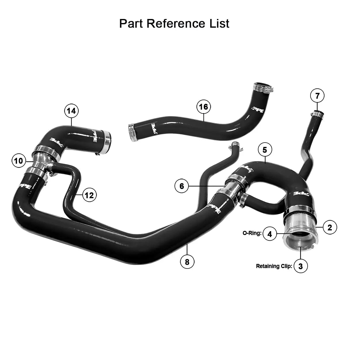2006-2010 GM 6.6L Duramax Performance Silicone Upper and Lower Coolant Hose Kit Pacific Performance Engineering