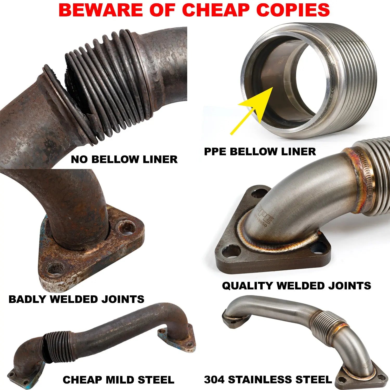 GM 6.6L Duramax Replacement Up-Pipe (Passenger Side) for OEM Exhaust Manifold (BU Copy) - Pacific Performance Engineering