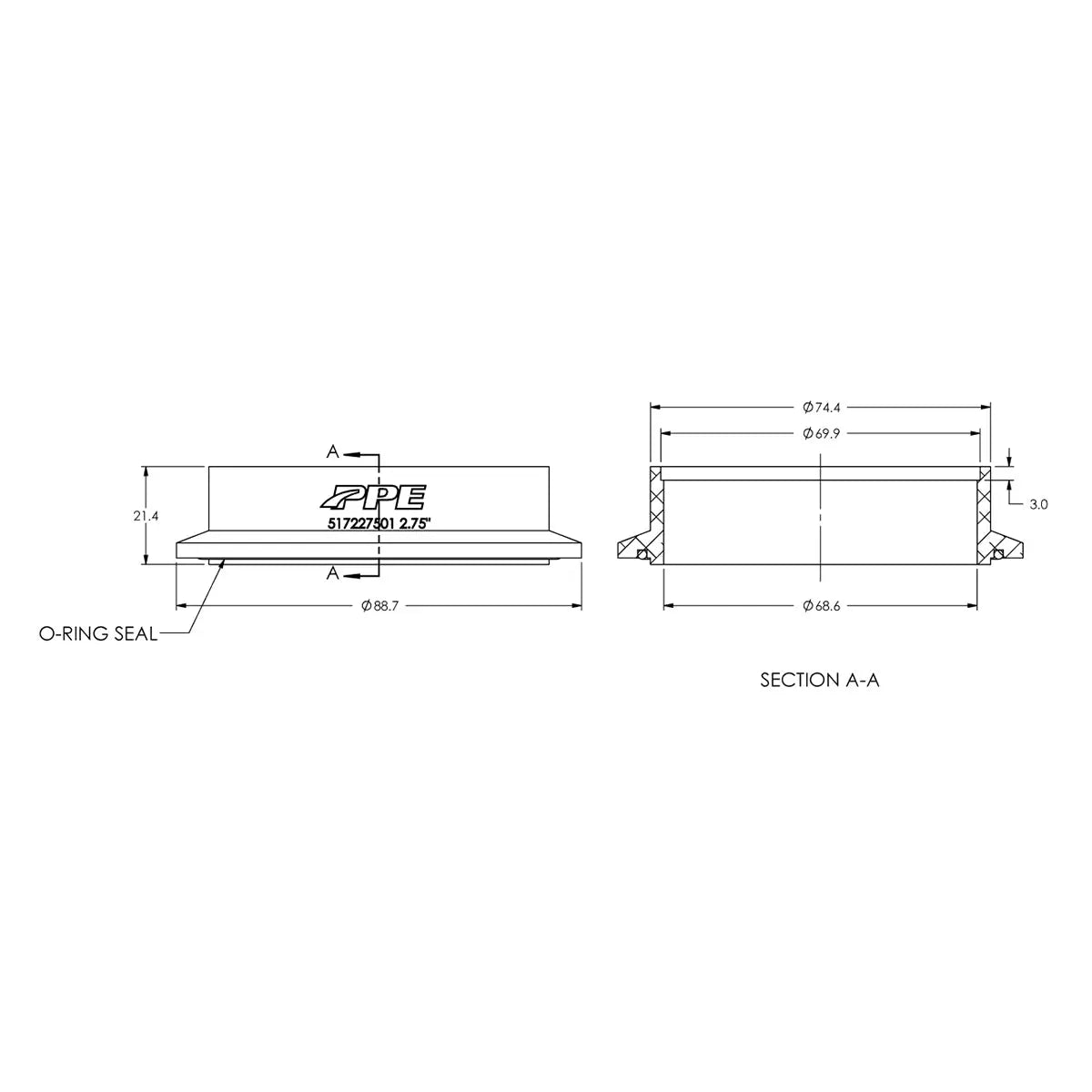 Aluminum V-Band Flange Engine Side (M) (Built To Order) Pacific Performance Engineering