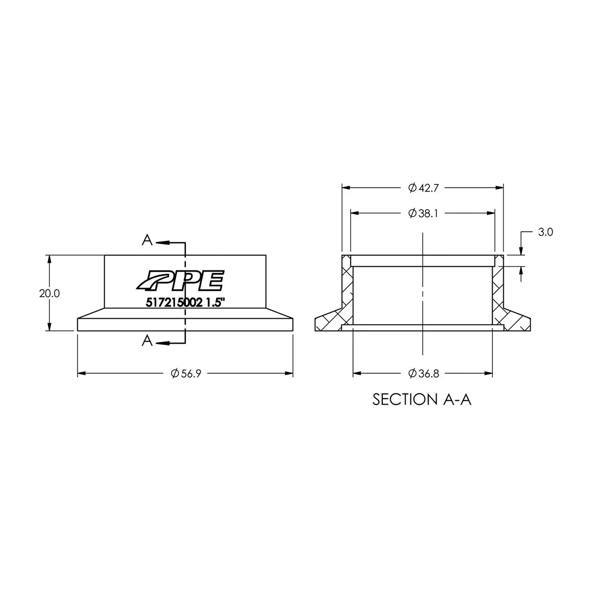 Aluminum V-Band Flange Exhaust Side (F) (Built To Order) Pacific Performance Engineering
