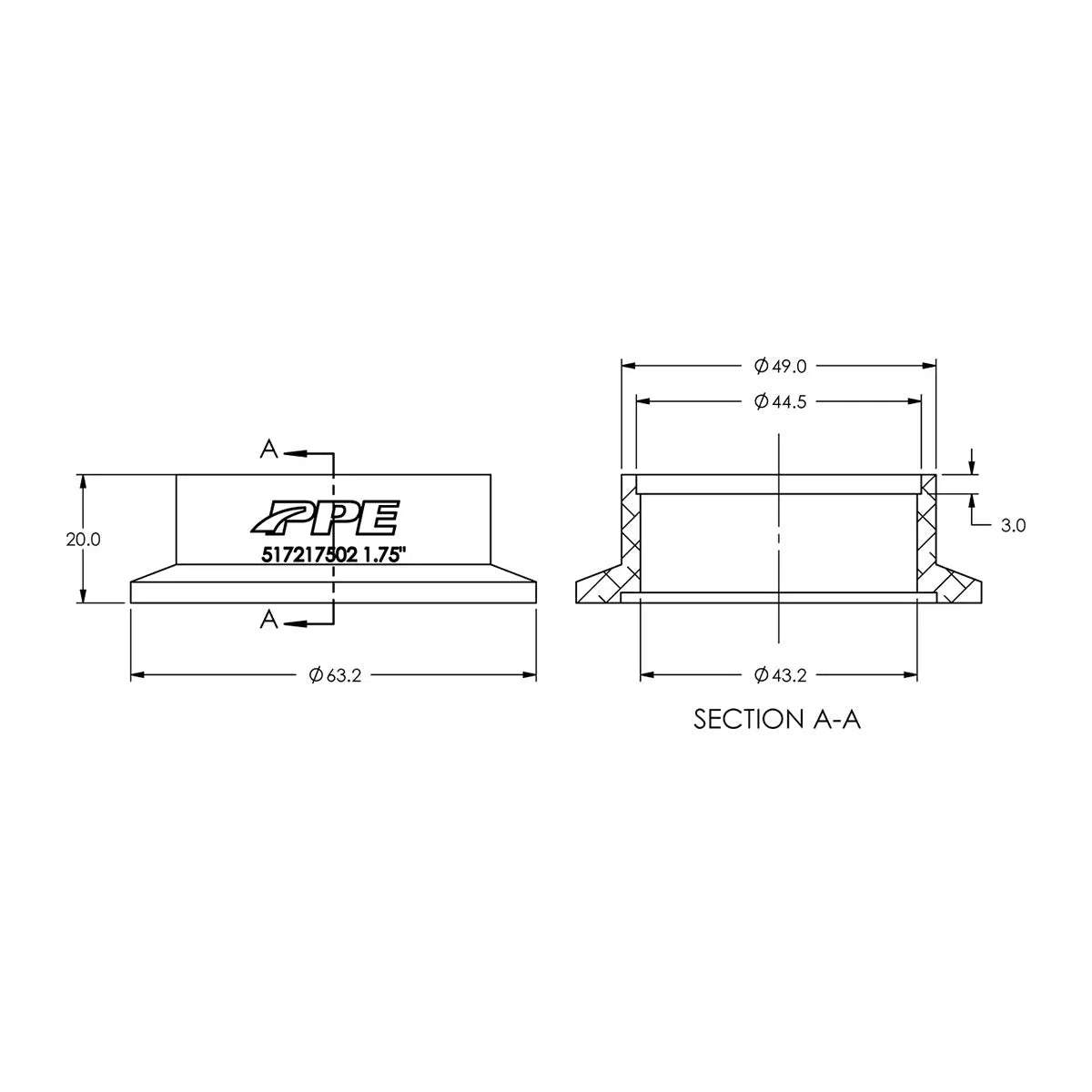 Aluminum V-Band Flange Exhaust Side (F) (Built To Order) Pacific Performance Engineering