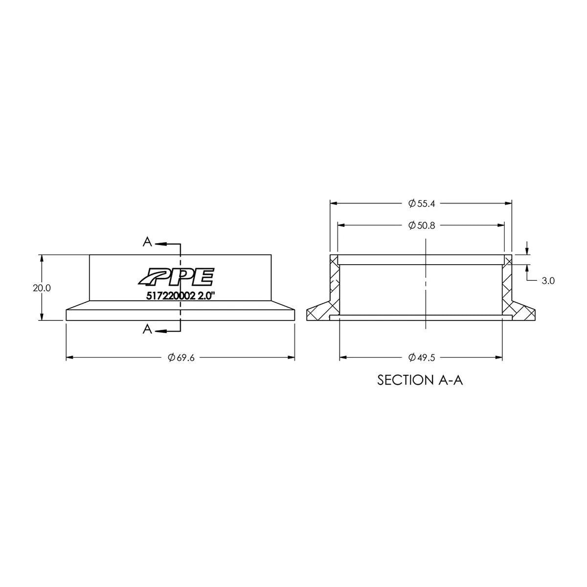 Aluminum V-Band Flange Exhaust Side (F) (Built To Order) Pacific Performance Engineering