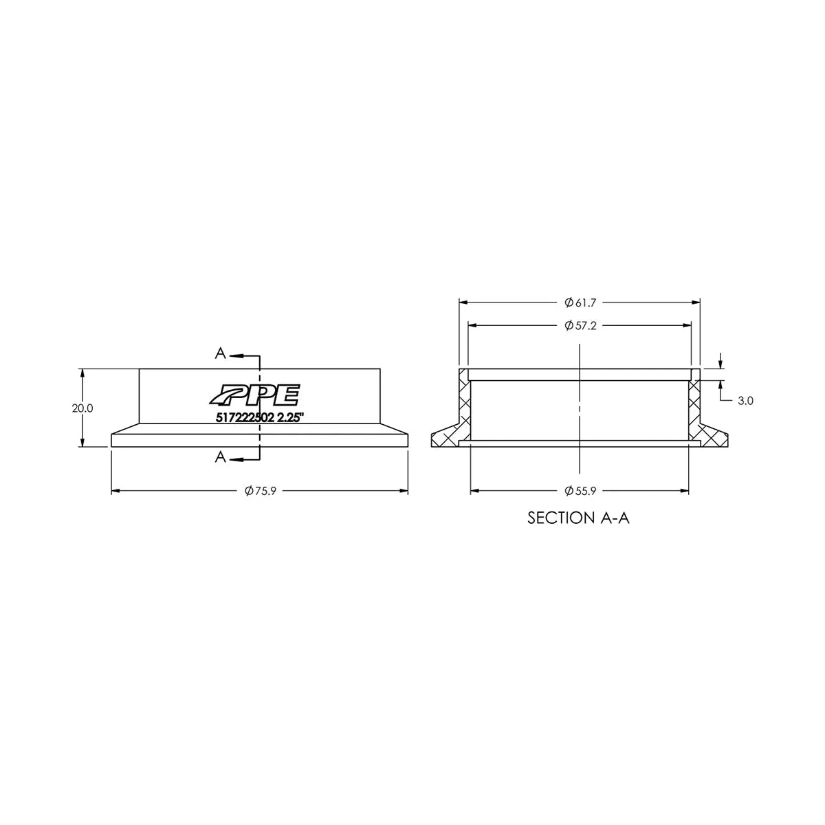 Aluminum V-Band Flange Exhaust Side (F) (Built To Order) Pacific Performance Engineering