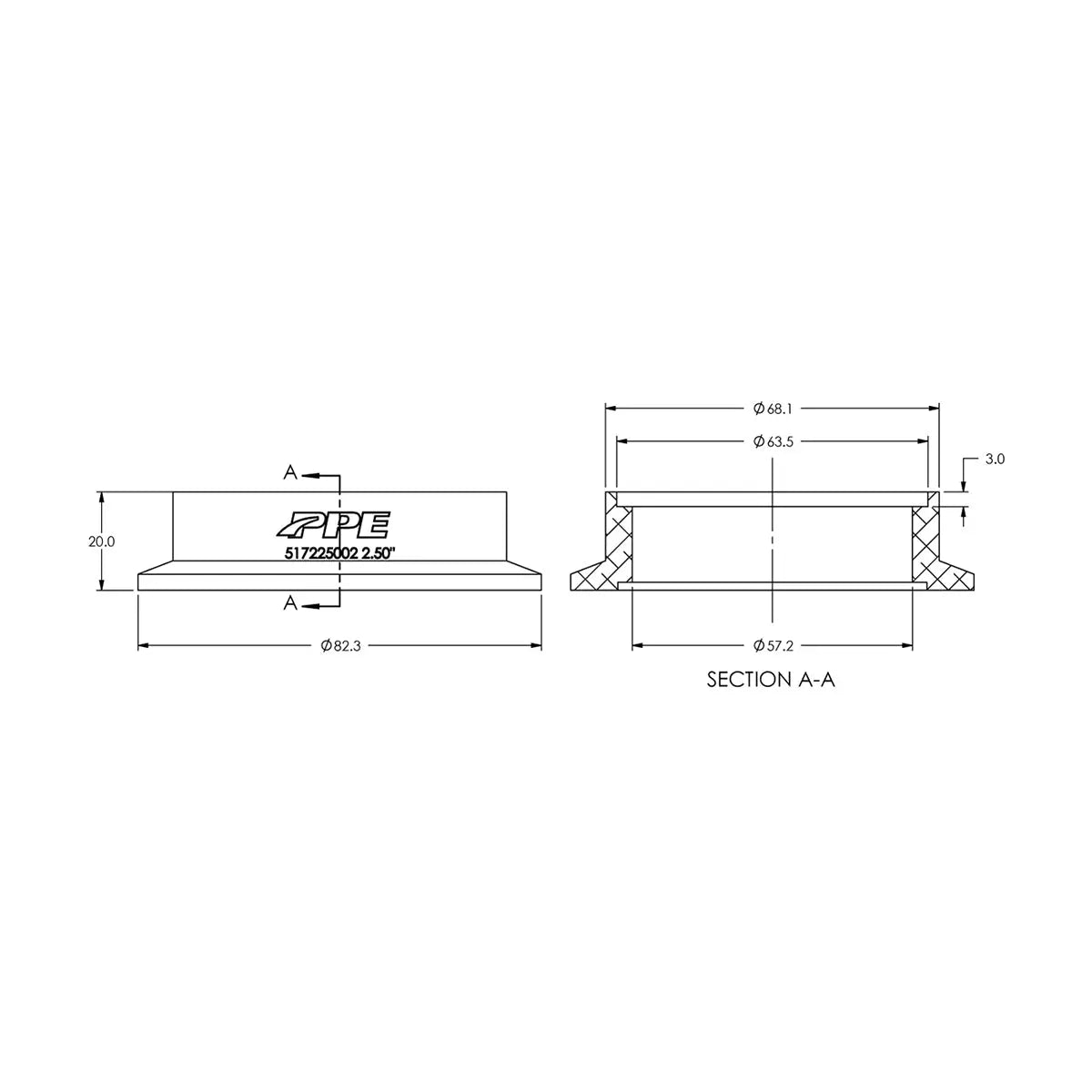 Aluminum V-Band Flange Exhaust Side (F) (Built To Order) Pacific Performance Engineering