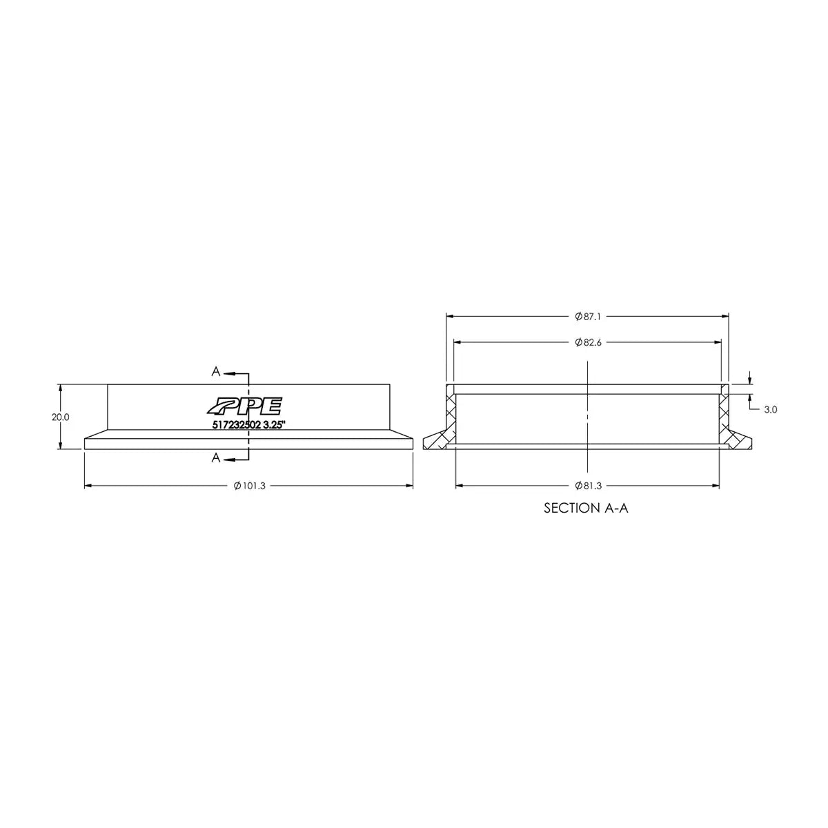 Aluminum V-Band Flange Exhaust Side (F) (Built To Order) Pacific Performance Engineering