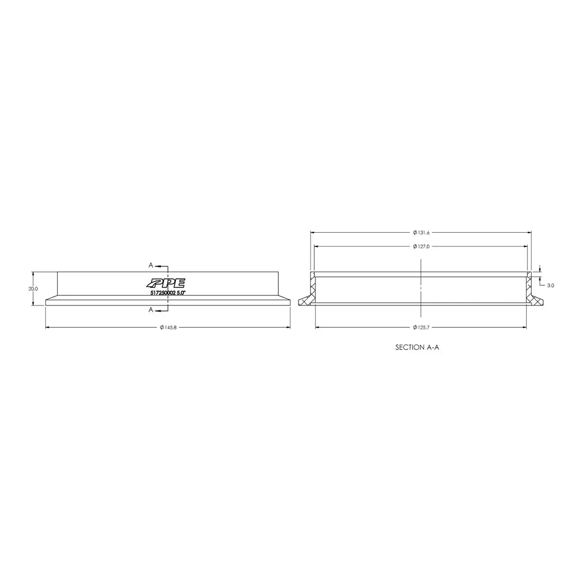 Aluminum V-Band Flange Exhaust Side (F) (Built To Order) Pacific Performance Engineering