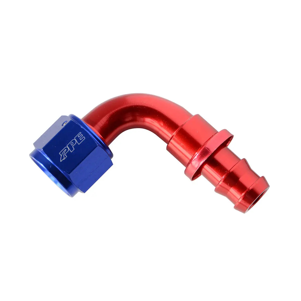 Anodized Aluminum Push-Lock Fitting 90 Degree -10AN(F) to 5-8”(M) (113051002)
