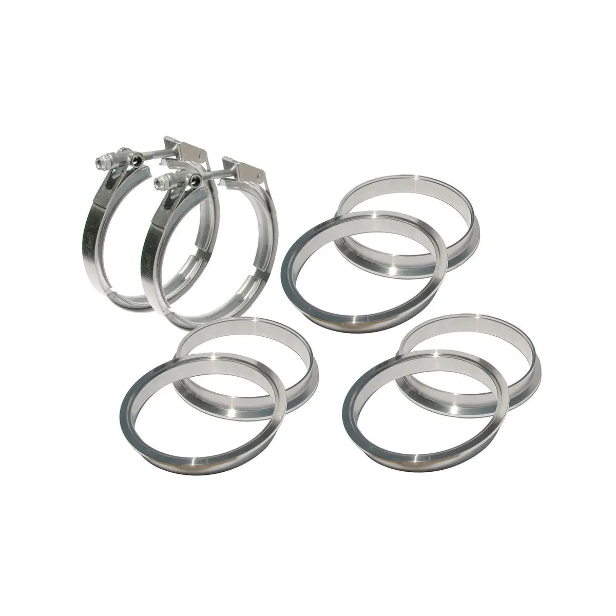 QR 304 Stainless Steel Clamps-Aluminum Flanges  - 8 Piece Set (2C 3M 3F)