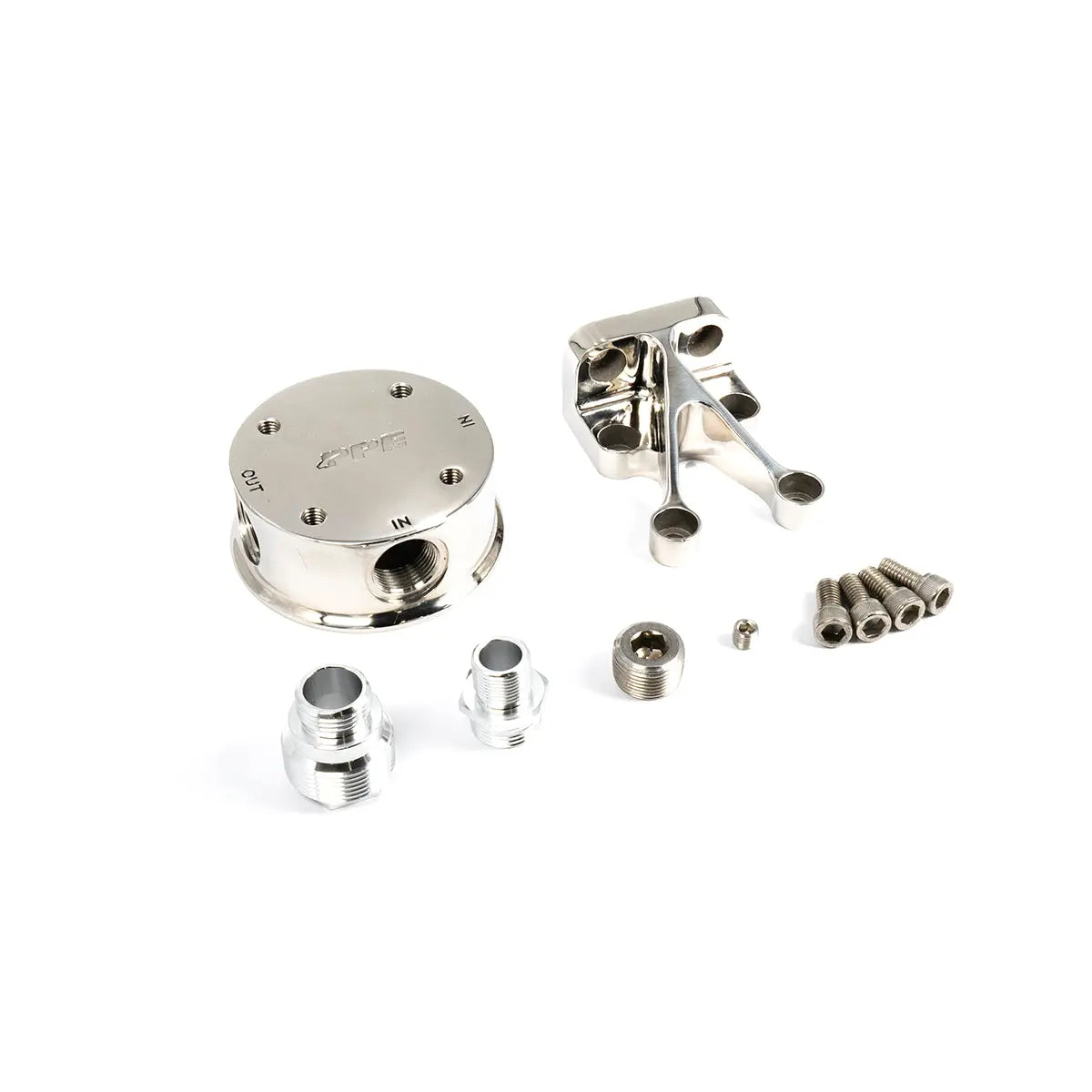 Remote Oil Filter Mount Kit - Polished 304 Stainless Steel Pacific Performance Engineering