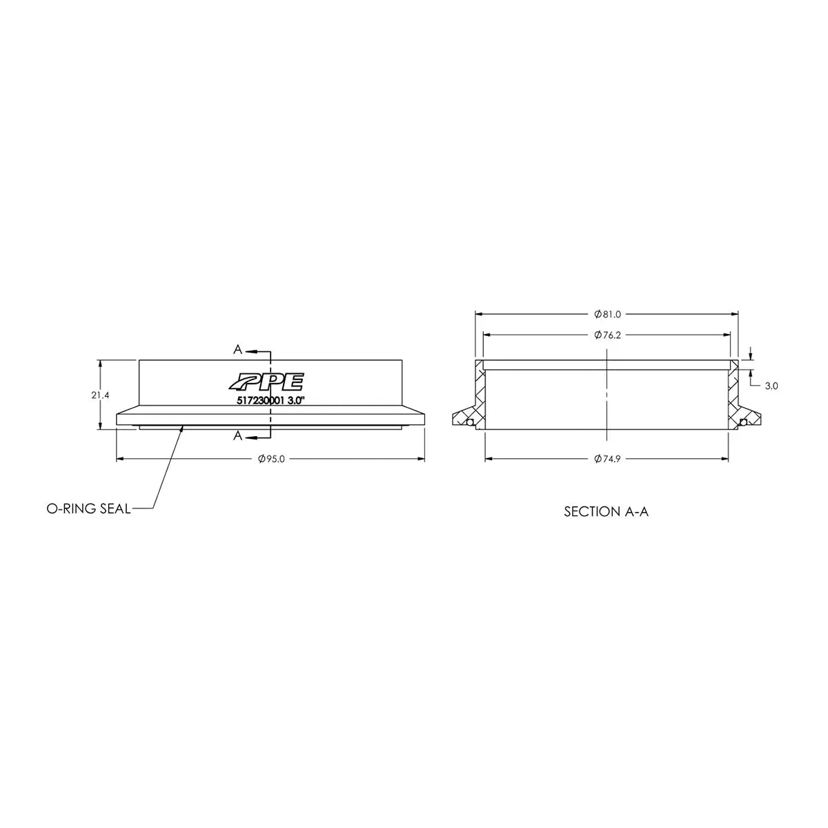 Race Part Solutions 4" Aluminum V-Band Flange - Female Side, 483440-F, Made In USA