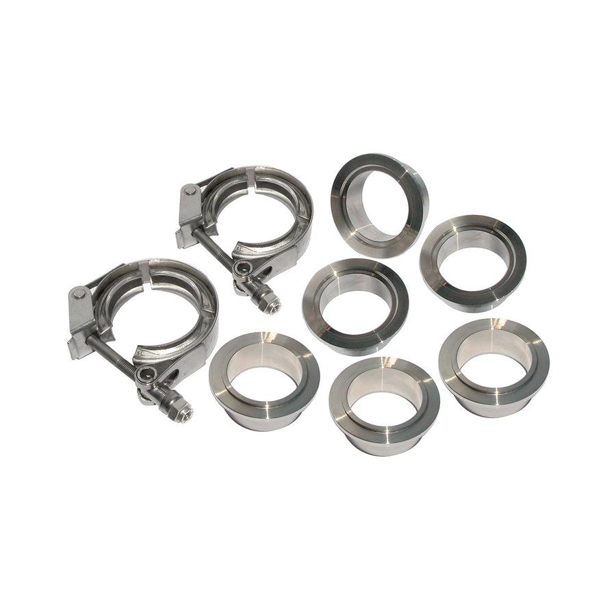 QR 304 Stainless Steel Clamps-Aluminum Flanges  - 8 Piece Set (2C 3M 3F) (Built To Order) - PPE - Pacific Performance Engineering