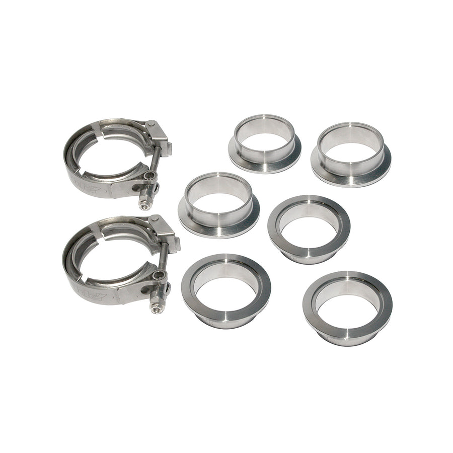 QR 304 Stainless Steel Clamps-Aluminum Flanges  - 8 Piece Set (2C 3M 3F) (Built To Order)