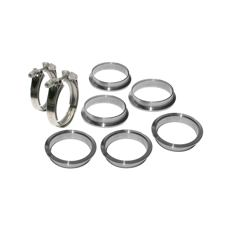 QR 304 Stainless Steel Clamps-Aluminum Flanges  - 8 Piece Set (2C 3M 3F) (Built To Order) - PPE - Pacific Performance Engineering